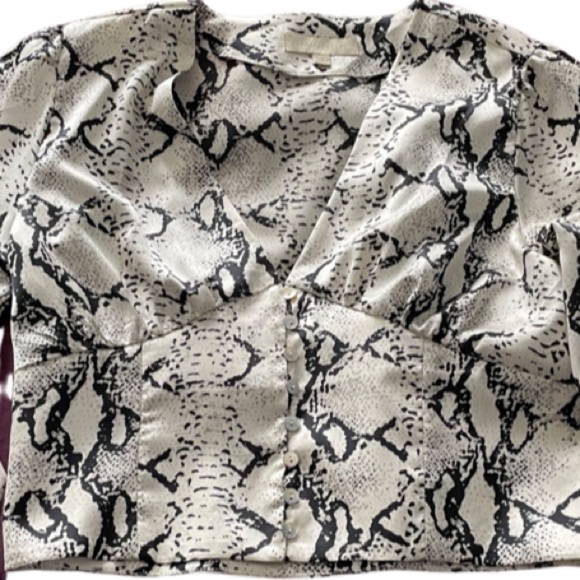 Dance&Marvel Satin Snakeskin Longsleeve Top (Size Large) - Picture 3 of 4